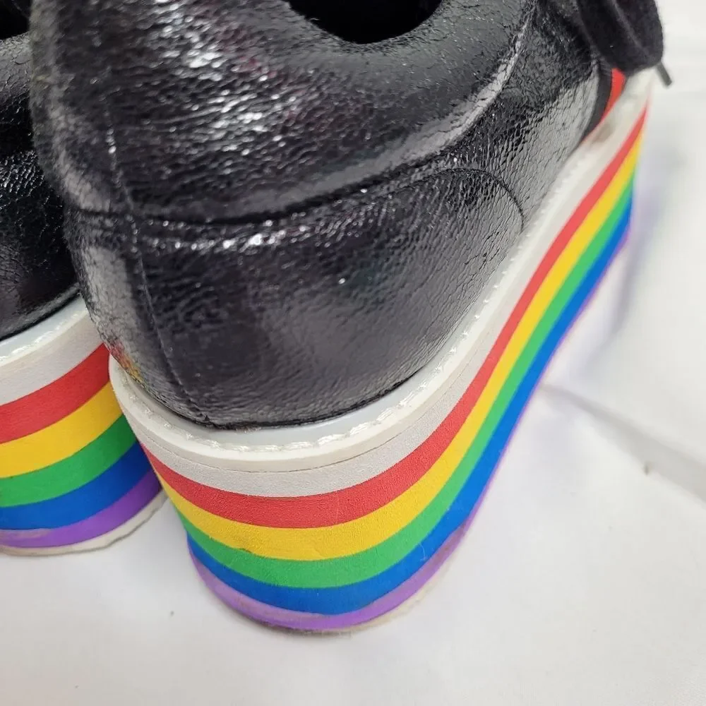 CAPE ROBBIN Momo platform sneaker rainbow black metallic lace up‎ clowncore 10